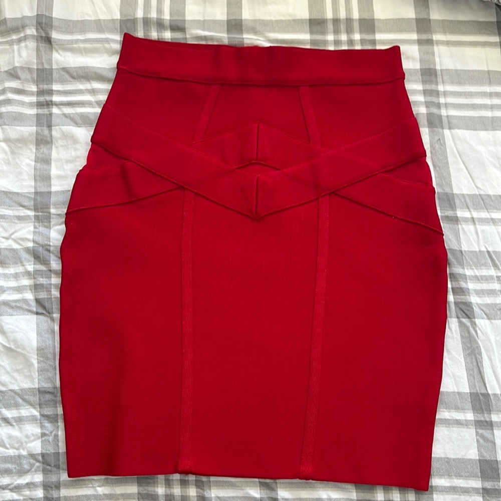 Red Bebe Mini Bandage Skirt